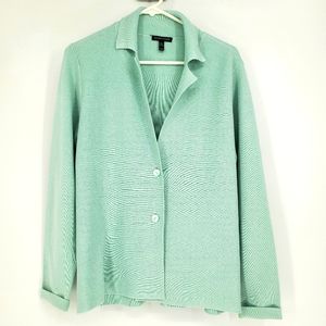 Eileen fisher mint silk blend knitted button up sweater